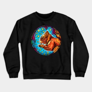 Red squirrel stealing a blue crypto diamond Crewneck Sweatshirt